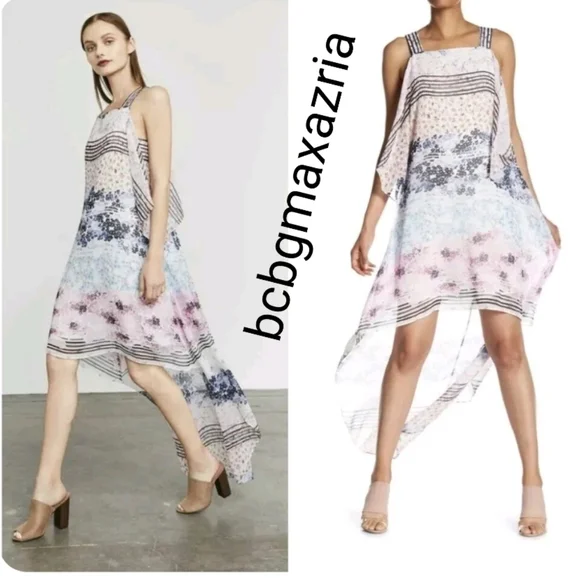 BCBGMaxAzria | Dresses | New With Tags Bcbgmaxazria Aaric Floral Print  Asymmetric Chiffon Dress Msrp 278 | Poshmark